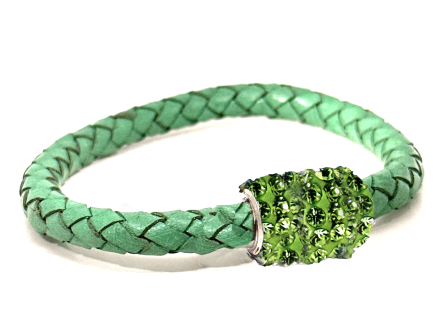 Braccialetto Intreccio Grass Chiusura Magnetica Cristalli Verde Chiaro