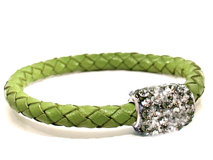 Braccialetto Intreccio Olive Chiusura Magnetica Cristalli Grigio Perla
