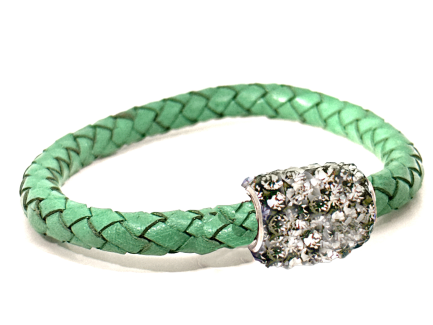 Braccialetto Intreccio Grass Chiusura Magnetica Cristalli Grigio Perla