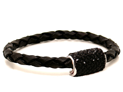 Braccialetto Intreccio Black Chiusura Magnetica Cristalli Neri