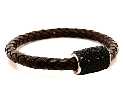 Girocollo Intreccio Black Chiusura Magnetica Cristalli Neri