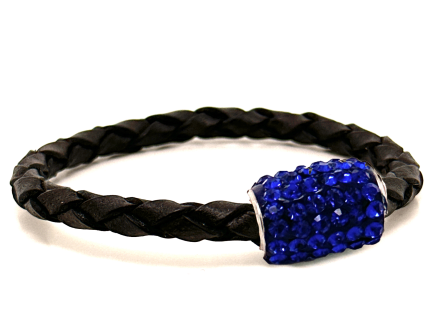 Braccialetto Intreccio Black Chiusura Magnetica Cristalli Blu