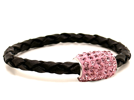 Braccialetto Intreccio Black Chiusura Magnetica Cristalli Rosa