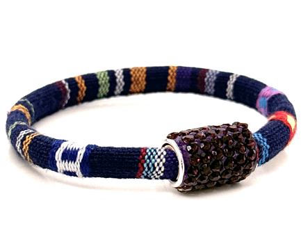 Braccialetto Kilim Navy Chiusura Magnetica Cristalli Viola