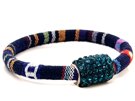 Braccialetto Kilim Navy Chiusura Magnetica Cristalli Ottanium