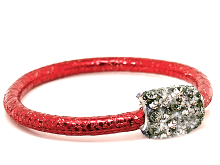 Girocollo Party Red Chiusura Magnetica Cristalli Grigio Perla