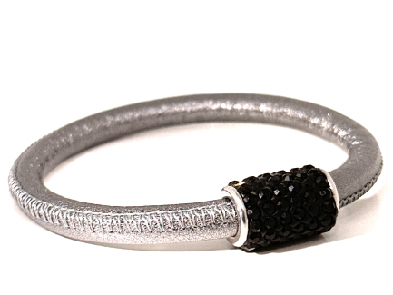 Girocollo Party Silver Chiusura Magnetica Cristalli Nero