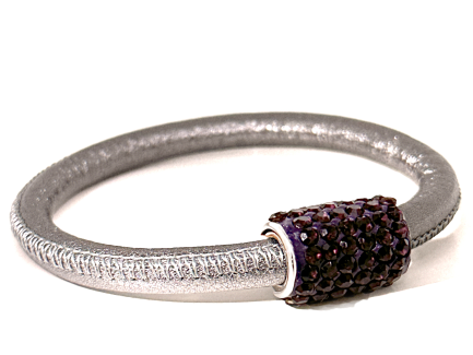 Girocollo Party Silver Chiusura Magnetica Cristalli Viola