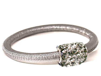 Girocollo Party Silver Chiusura Magnetica Cristalli Grigio Perla