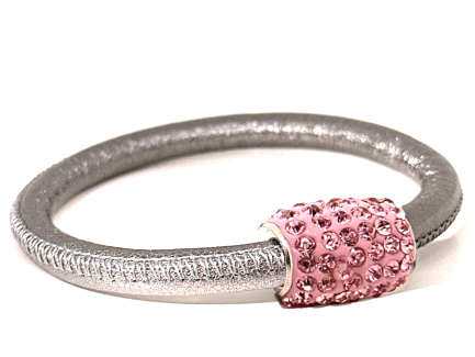 Girocollo Party Silver Chiusura Magnetica Cristalli Rosa