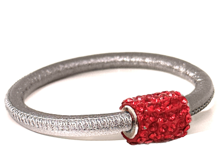 Girocollo Party Silver Chiusura Magnetica Cristalli Rosso