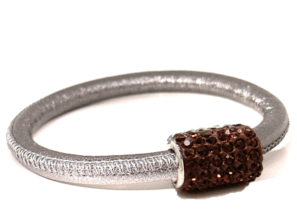 Girocollo Party Silver Chiusura Magnetica Cristalli Marrone