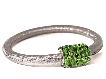 Girocollo Party Silver Chiusura Magnetica Cristalli Verde Chiaro