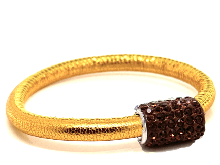 Braccialetto Party Yellow Chiusura Magnetica Cristalli Marrone