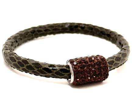 Braccialetto Snake Moss Chiusura Magnetica Cristalli Marrone