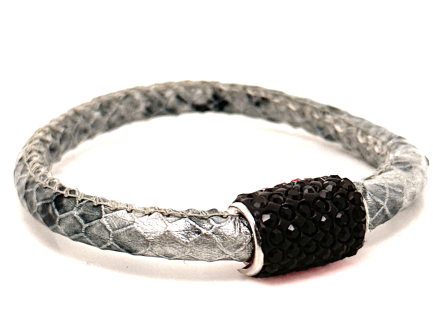 Braccialetto Snake Silver Chiusura Magnetica Cristalli Nero