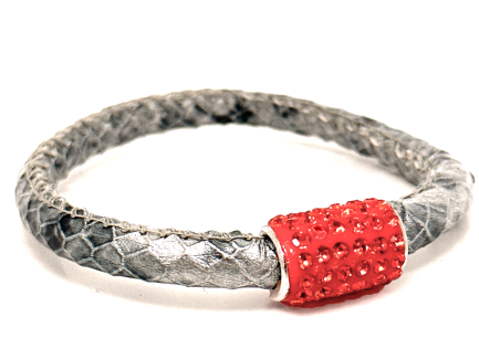 Braccialetto Snake Silver Chiusura Magnetica Cristalli Arancione