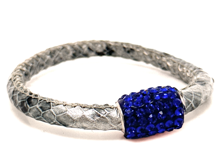 Braccialetto Snake Silver Chiusura Magnetica Cristalli Blu