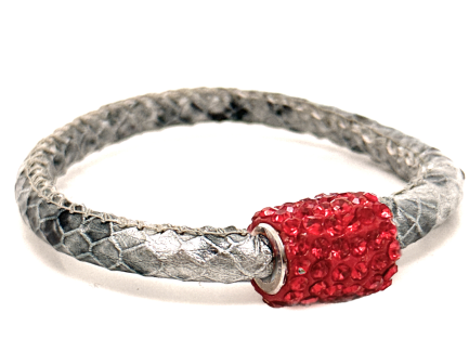 Braccialetto Snake Silver Chiusura Magnetica Cristalli Rosso