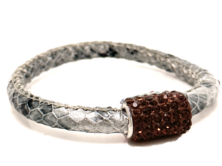 Braccialetto Snake Silver Chiusura Magnetica Cristalli Marrone