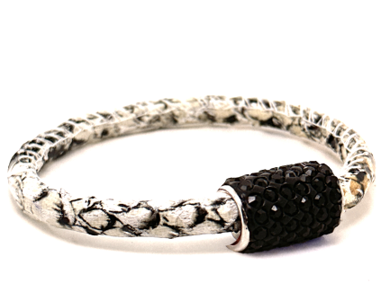 Braccialetto Snake White Chiusura Magnetica Cristalli Nero
