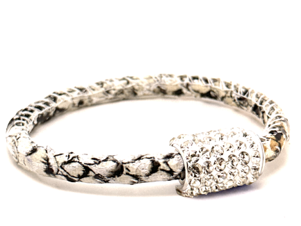 Braccialetto Snake White Chiusura Magnetica Cristalli Bianco