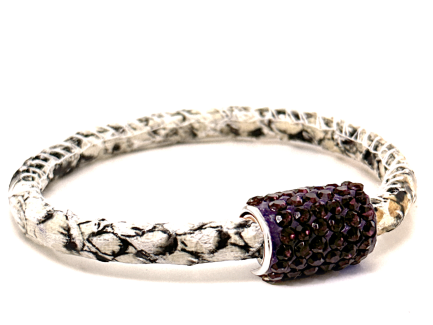 Braccialetto Snake White Chiusura Magnetica Cristalli Viola