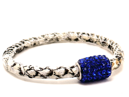 Braccialetto Snake White Chiusura Magnetica Cristalli Blu
