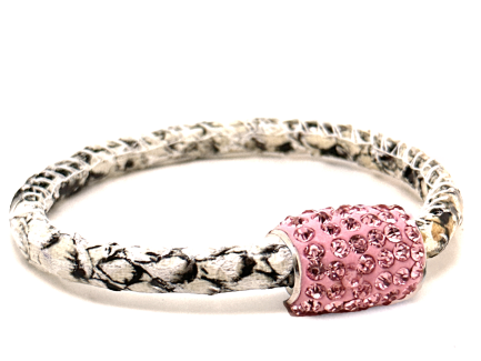 Braccialetto Snake White Chiusura Magnetica Cristalli Rosa