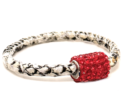 Braccialetto Snake White Chiusura Magnetica Cristalli Rosso