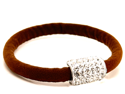 Braccialetto Venice Brown Chiusura Magnetica Cristalli Bianco