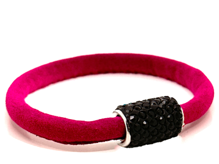 Braccialetto Venice Fucsia Chiusura Magnetica Cristalli Nero