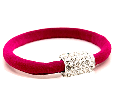 Braccialetto Venice Fucsia Chiusura Magnetica Cristalli Bianco