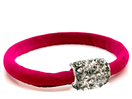 Braccialetto Venice Fucsia Chiusura Magnetica Cristalli Grigio Perla