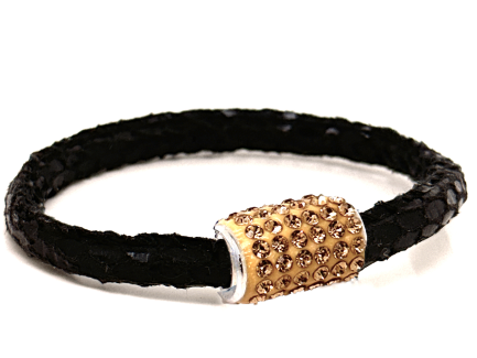 Braccialetto Snake Black Chiusura Magnetica Cristalli Oro