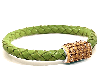 Braccialetto Intreccio Olive Chiusura Magnetica Cristalli Oro