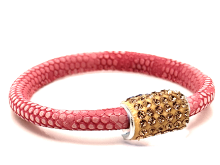 Braccialetto Snake Pink Chiusura Magnetica Cristalli Oro