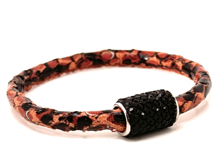Braccialetto Snake Orange Chiusura Magnetica Cristalli Nero