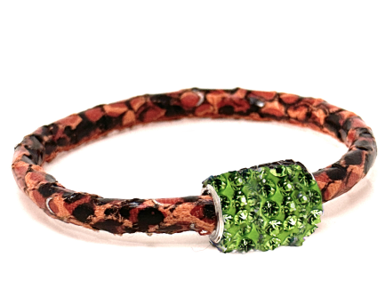 Braccialetto Snake Orange Chiusura Magnetica Cristalli Verde Chiaro