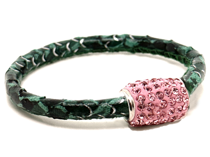 Braccialetto Snake Mint Chiusura Magnetica Cristalli Rosa