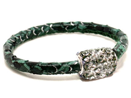 Braccialetto Snake Mint Chiusura Magnetica Cristalli Grigio Perla