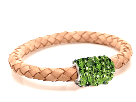 Braccialetto Intreccio Cookie Chiusura Magnetica Cristalli Verde Chiaro