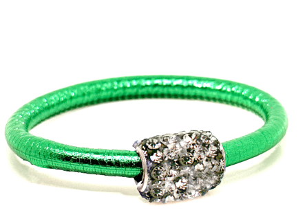 Braccialetto Party Green Chiusura Magnetica Cristalli Grigio Perla