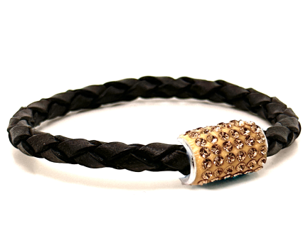 Braccialetto Intreccio Black Chiusura Magnetica Cristalli Oro