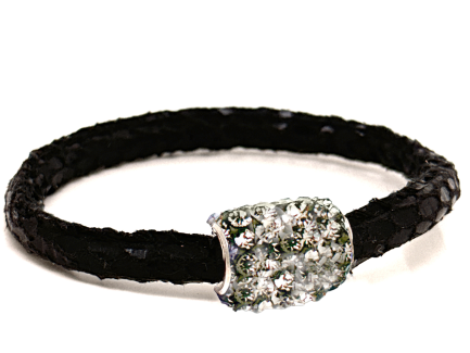 Braccialetto Snake Black Chiusura Magnetica Cristalli Grigio Perla