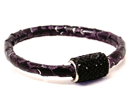 Braccialetto Snake Violet Chiusura Magnetica Cristalli Nero