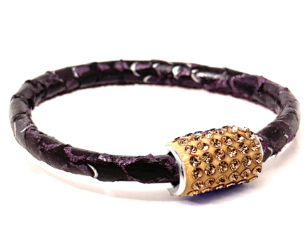 Braccialetto Snake Violet Chiusura Magnetica Cristalli Oro