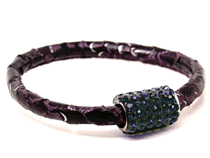 Braccialetto Snake Violet Chiusura Magnetica Cristalli Blu Notte