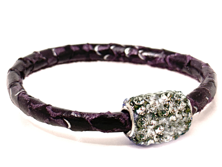 Braccialetto Snake Violet Chiusura Magnetica Cristalli Grigio Perla