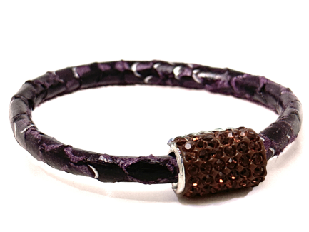 Braccialetto Snake Violet Chiusura Magnetica Cristalli Marrone